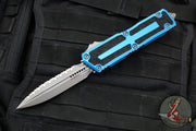 Microtech Scarab II 2024- Double Edge- Blue Handle- Apocalyptic Full Serrated Edge Blade 1280-12 APBL