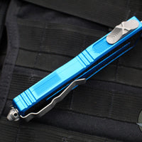 Microtech Scarab II 2024- Double Edge- Blue Handle- Apocalyptic Full Serrated Edge Blade 1280-12 APBL