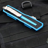 Microtech Scarab II 2024- Double Edge- Blue Handle- Apocalyptic Full Serrated Edge Blade 1280-12 APBL