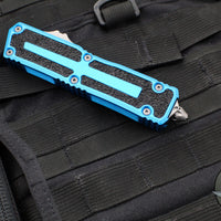 Microtech Scarab II 2024- Double Edge- Blue Handle- Apocalyptic Full Serrated Edge Blade 1280-12 APBL