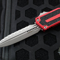 Microtech Scarab II 2024- Double Edge- Red Handle- Apocalyptic Full Serrated Edge Blade 1280-12 APRD