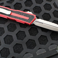 Microtech Scarab II 2024- Double Edge- Red Handle- Apocalyptic Full Serrated Edge Blade 1280-12 APRD