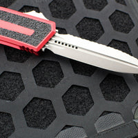 Microtech Scarab II 2024- Double Edge- Red Handle- Apocalyptic Full Serrated Edge Blade 1280-12 APRD