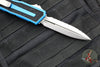 Microtech Scarab II 2024- Double Edge- Blue Handle- Stonewash Full Serrated Edge Blade 1280-12 BL