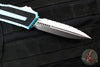 Microtech Scarab II- Double Edge- Turquoise Handle- Stonewash Full Serrated Edge Blade 1280-12 TQ