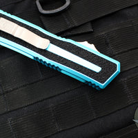 Microtech Scarab II- Double Edge- Turquoise Handle- Stonewash Full Serrated Edge Blade 1280-12 TQ