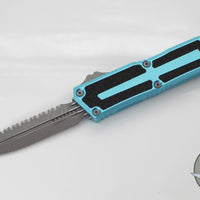 Microtech Scarab II- Double Edge- Turquoise Handle- Apocalyptic Full Serrated Edge Blade 1280-12 APTQ