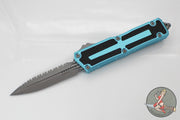 Microtech Scarab II- Double Edge- Turquoise Handle- Apocalyptic Full Serrated Edge Blade 1280-12 APTQ