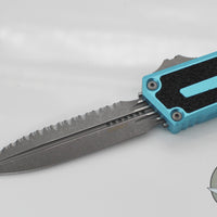 Microtech Scarab II- Double Edge- Turquoise Handle- Apocalyptic Full Serrated Edge Blade 1280-12 APTQ