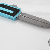 Microtech Scarab II- Double Edge- Turquoise Handle- Apocalyptic Full Serrated Edge Blade 1280-12 APTQ