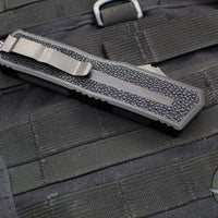 Microtech Scarab II 2024- Double Edge- Black Handle- Stingray Inlay- Baker Forge Coppermai Damascus Blade 1280-16 MS1