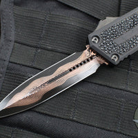 Microtech Scarab II 2024- Double Edge- Black Handle- Stingray Inlay- Baker Forge Coppermai Damascus Blade 1280-16 MS1 V2