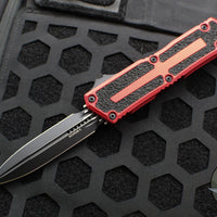 Microtech Scarab II- Gen III- Double Edge- Red Handle- Black Plain Edge Blade 1280-1 RD