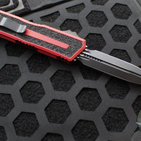 Microtech Scarab II- Gen III- Double Edge- Red Handle- Black Plain Edge Blade 1280-1 RD