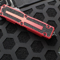 Microtech Scarab II- Gen III- Double Edge- Red Handle- Black Plain Edge Blade 1280-1 RD