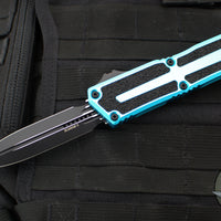 Microtech Scarab II- Gen III- Double Edge- Turquoise Handle- Black Plain Edge Blade 1280-1 TQ