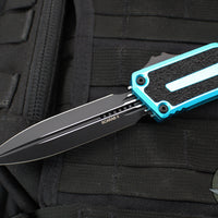 Microtech Scarab II- Gen III- Double Edge- Turquoise Handle- Black Plain Edge Blade 1280-1 TQ