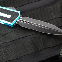 Microtech Scarab II- Gen III- Double Edge- Turquoise Handle- Black Plain Edge Blade 1280-1 TQ