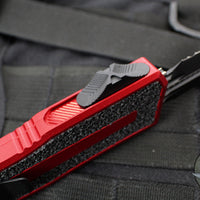 Microtech Scarab II- Gen III- Double Edge- Red Handle- Black Part Serrated Edge Blade 1280-2 RD