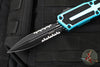 Microtech Scarab II- Gen III- Double Edge- Turquoise Handle- Black Part Serrated Edge Blade 1280-2 TQ