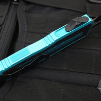 Microtech Scarab II- Gen III- Double Edge- Turquoise Handle- Black Part Serrated Edge Blade 1280-2 TQ