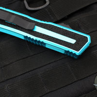 Microtech Scarab II- Gen III- Double Edge- Turquoise Handle- Black Part Serrated Edge Blade 1280-2 TQ