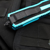 Microtech Scarab II- Gen III- Double Edge- Turquoise Handle- Black Full Serrated Edge Blade 1280-3 TQ