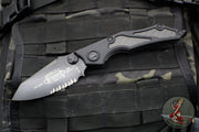 Vintage 2011 Microtech Select Fire- Manual- Tactical- Black Handle- Black Part Serrated Blade 129-2 T