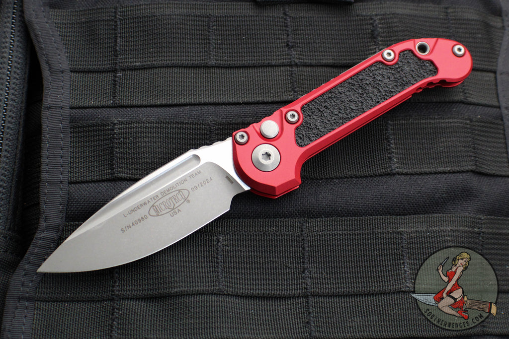 Microtech 2024 LUDT OTS Knife- Red Handle- Apocalyptic Plain Edge Blade 1135-10 APRD