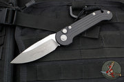 Microtech LUDT OTS Auto- Black Handle- Apocalyptic Finished Blade- Satin Flats 135-10 AP Satin Flats