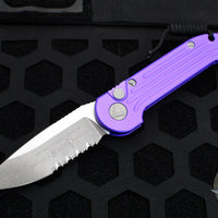 Microtech LUDT OTS Knife- Purple Handle- Apocalyptic Part Serrated Blade 135-11 APPU