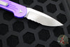 Microtech LUDT OTS Knife- Purple Handle- Apocalyptic Part Serrated Blade 135-11 APPU