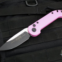 Microtech LUDT OTS Auto Knife- Slab Sided- Blasted Pink Cerakote- Black Plain Edge Blade 135S-1 BPK
