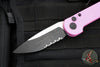 Microtech LUDT OTS Auto Knife- Slab Sided- Blasted Pink Cerakote- Black Part Serrated Edge Blade 135S-2 BPK
