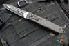 Microtech Cobra Knife- Auto Lever Lock- Tactical- False Double Edge Lightning Strike Carbon Fiber Handle- Black  Plain Edge Blade 136-1T-LS