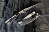 Microtech Knives- Amphibian Ram-Lok Folder- MINI- Frag Pattern Black Aluminum Handle- Stonewash Finished Blade 137MRL-10 FR