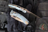 Microtech Knives- Amphibian Ram-Lok Folder- MINI- Fluted Pattern- Antique Denim Finished Titanium Handle- Bronzed Stonewash Finished Blade- Bronzed Hardware 137MRL-13 FLMS2