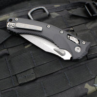 Microtech Knives- Amphibian Ram-Lok Folder- Fluted Black Aluminum Handle- Apocalyptic Finished Blade 137RL-10 APFL