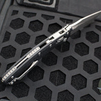 Microtech Knives- Amphibian Ram-Lok Folder- Fluted Black G-10 Handle- Apocalyptic Finished Blade 137RL-10 APFLGTBK