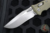 Microtech Knives- Amphibian Ram-Lok Folder- Fluted OD Green G-10 Handle- Apocalyptic Finished Blade 137RL-10 APFLGTOD
