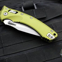 Microtech Knives- Amphibian Ram-Lok Folder- Fluted OD Green Aluminum Handle- Apocalyptic Finished Blade 137RL-10 APFLOD