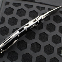 Microtech Knives- Amphibian Ram-Lok Folder- Fluted Black Aluminum Handle- Stonewash Plain Edge Blade 137RL-10 FL