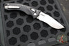 Microtech Knives- Amphibian Ram-Lok Folder- Fluted Black Aluminum Handle- Stonewash Part Serrated Edge Blade 137RL-11 FL