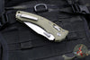 Microtech Knives- Amphibian Ram-Lok Folder- Fluted OD Green G-10 Handle- Stonewash Plain Edge Blade 137RL-10 FLGTOD