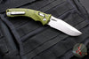 Microtech Knives- Amphibian Ram-Lok Folder- Fluted OD Green Aluminum Handle- Stonewash Plain Edge Blade 137RL-10 FLOD