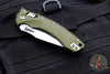 Microtech Knives- Amphibian Ram-Lok Folder- Fluted OD Green Aluminum Handle- Stonewash Plain Edge Blade 137RL-10 FLOD