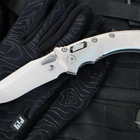 Marfione Select- Amphibian Ram-Lok Folder- Stonewash Finished Smooth Titanium Handle- Stonewash Plain Edge Blade- Blue Ti Backspacer 137RL-10 MS2