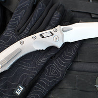 Marfione Select- Amphibian Ram-Lok Folder- Stonewash Finished Smooth Titanium Handle- Stonewash Plain Edge Blade- Blue Ti Backspacer 137RL-10 MS2