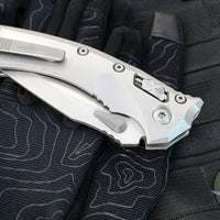 Marfione Select- Amphibian Ram-Lok Folder- Stonewash Finished Smooth Titanium Handle- Stonewash Plain Edge Blade- Blue Ti Backspacer 137RL-10 MS2
