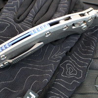 Marfione Select- Amphibian Ram-Lok Folder- Stonewash Finished Smooth Titanium Handle- Stonewash Plain Edge Blade- Blue Ti Backspacer 137RL-10 MS2